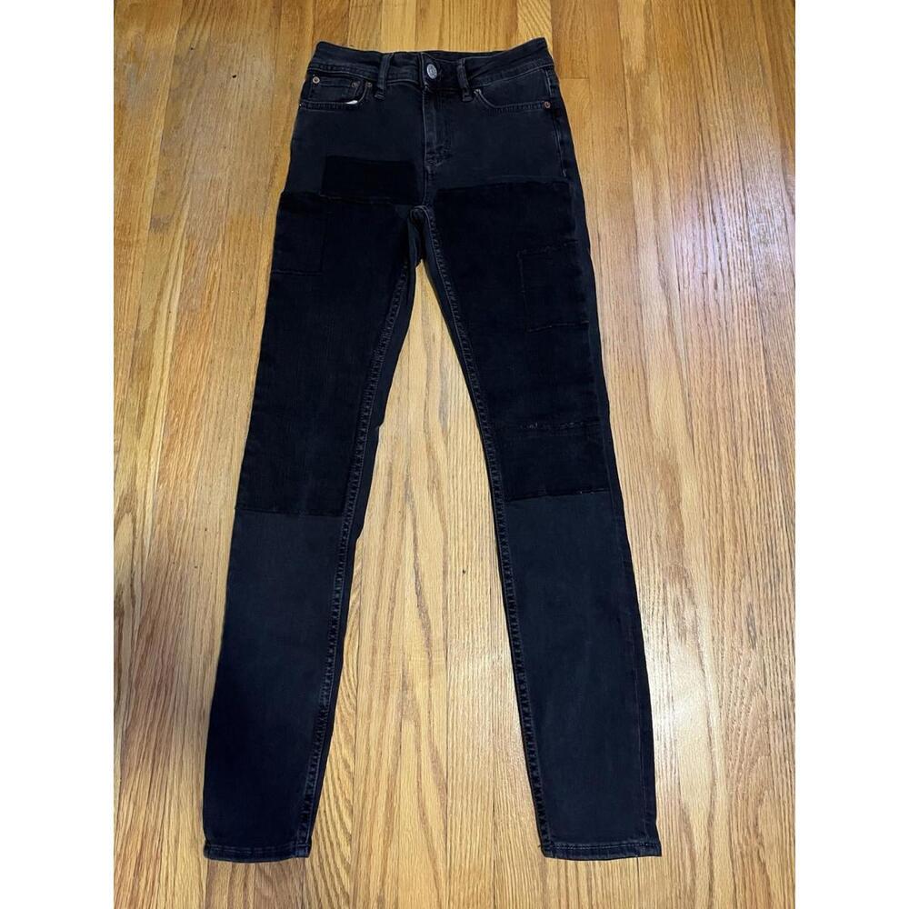 Acne Studios Bla Konst North Black Patch Womens Jeans 23x27 Patchwork Skinny